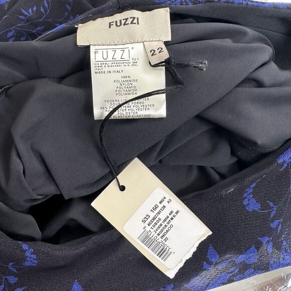 FUZZI Jean Paul Gaultier Dress Plus Size 22 Black Blue Floral Pullover Mesh NEW - Picture 12 of 15